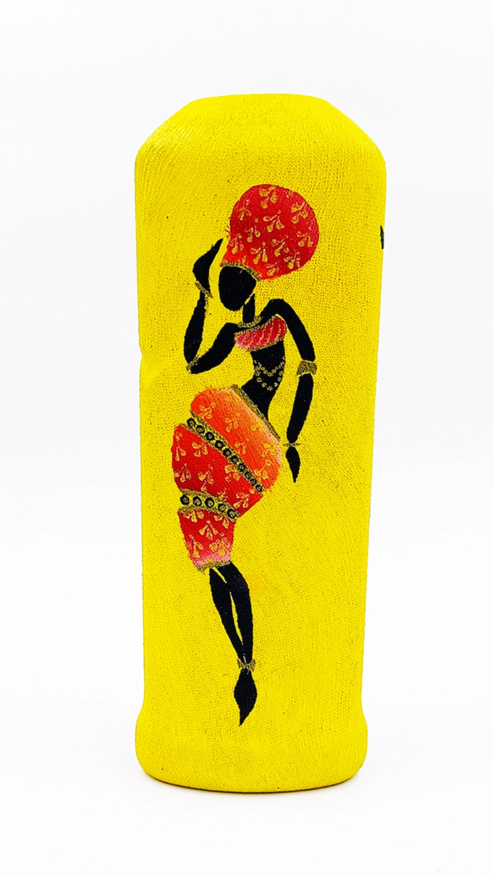 Hand-Painted Dancing African Lady Bottle Vase | Eco-Friendly Home Décor