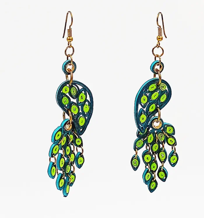 Artistic Peacock Quilling Earrings - Image 2