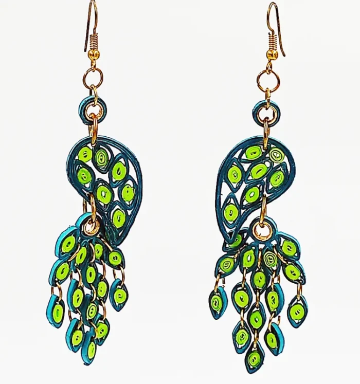 Artistic Peacock Quilling Earrings