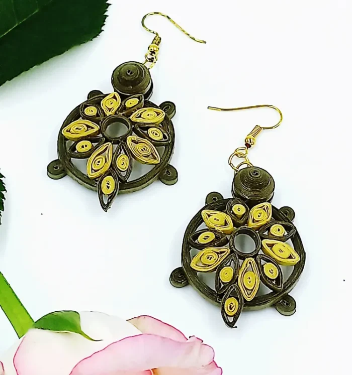 Artistic Turtle Paper Quilling Earrings