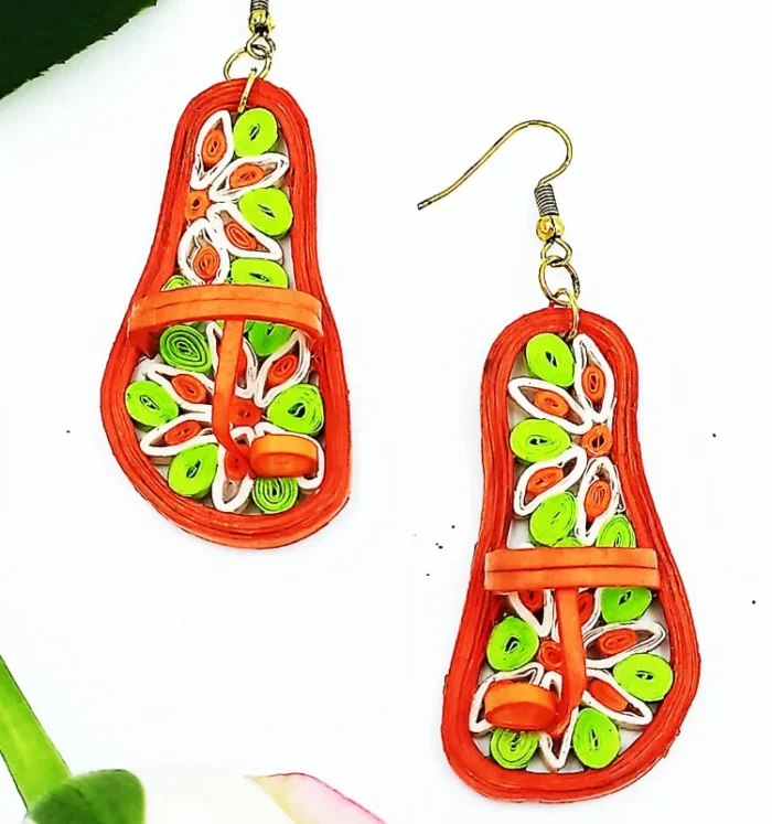 Vibrant Kolhapuri Paper Quilling Earrings - Image 2