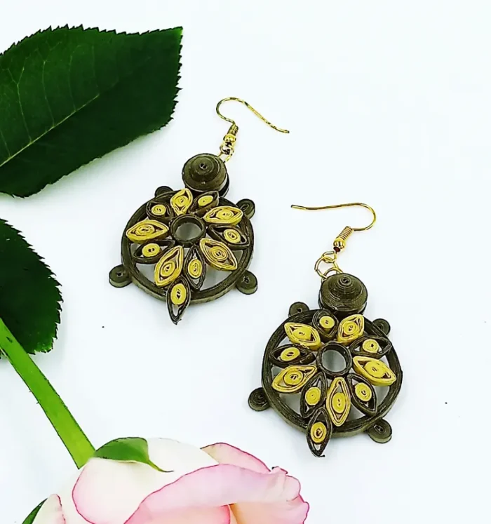 Artistic Turtle Paper Quilling Earrings - Image 2