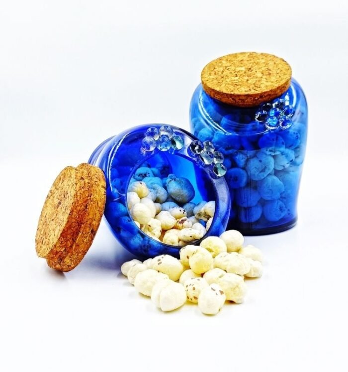 Antiquity Blue Glass Jar with Cork Lid