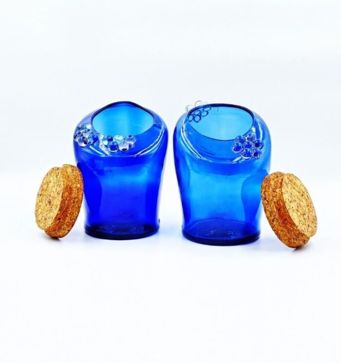 Antiquity Blue Glass Jar with Cork Lid - Image 3