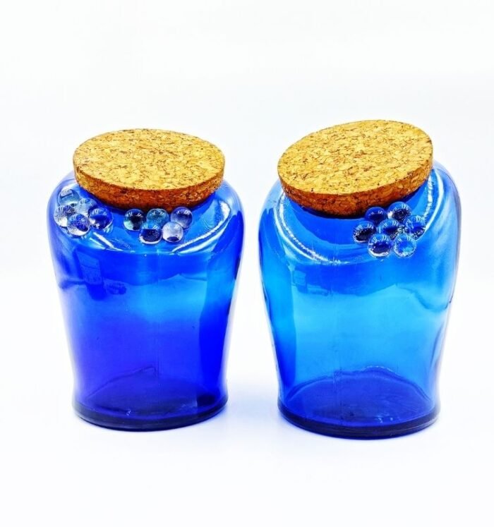 Antiquity Blue Glass Jar with Cork Lid - Image 2