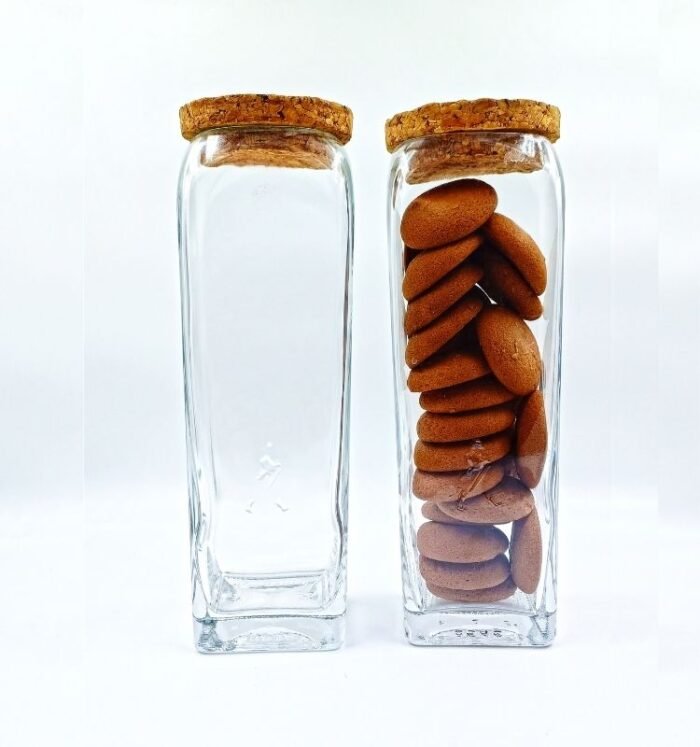 Krystal Kraft Gold Label Square Glass Jar with Cork Lid set of two - Image 2