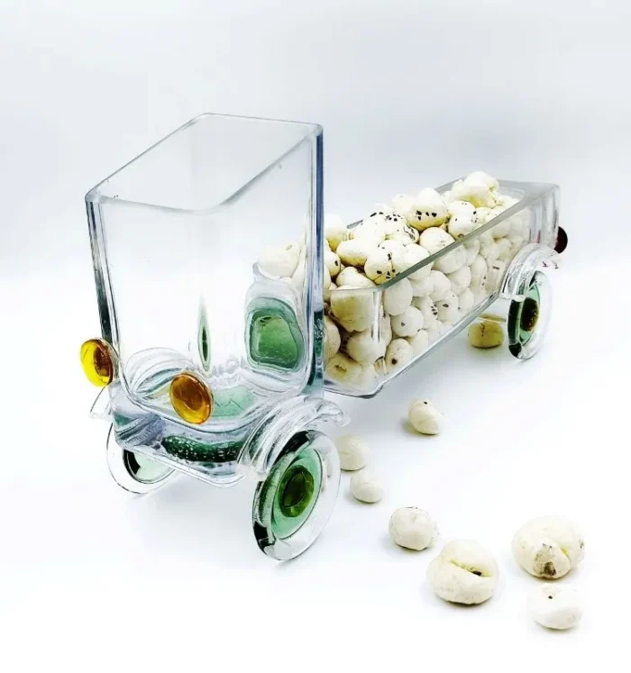 Upcycled Glass Bottle Truck – Eco-Friendly Snack Server & Décor - Image 4