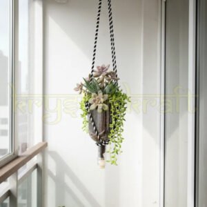 “Upcycled Johnnie Walker Gold Label Hanging Bottle Planter – Eco-Friendly Décor”