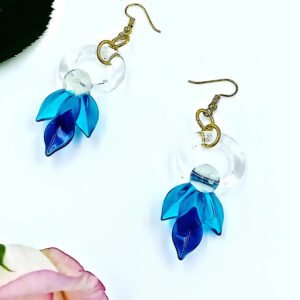 Blue Bloom Glass Petal Earrings