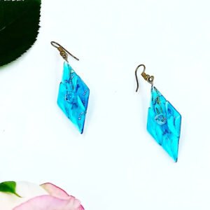 Aqua Radiance Geometric Diamond Earrings
