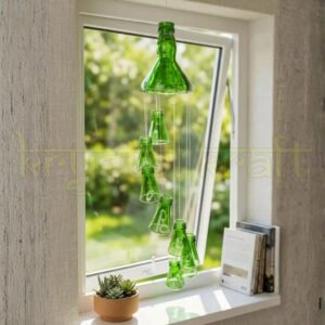 Handmade upcycled green glass bottle wind chime by Krystal Kraft