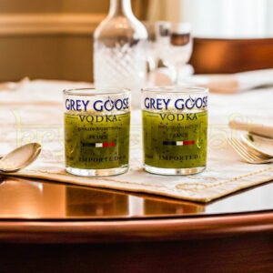 Handcrafted short glasses made from original Grey Goose bottles with frosted finish.