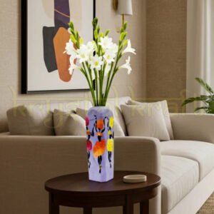 Hand-painted Dancing African Lady bottle art crafted from recycled glass with acrylic paints and a Liquitex finish — a vibrant eco-friendly décor piece for homes or offices.
