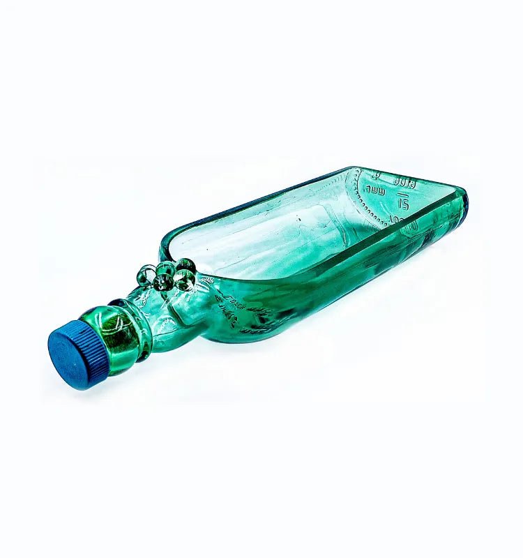Artisan glass bottle serving platter crafted from eco upcycled bottles