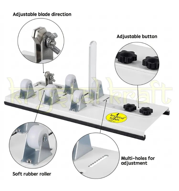 Adjustable Krystal Kraft glass bottle cutter machine cutting a wine bottle with precision support wheels