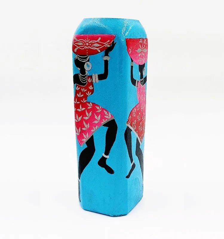 Krystal Kraft African Lady Vase made from upcycled glass bottles, beautifully hand-painted with acrylics and sealed for durability — ideal as a sustainable home accent or thoughtful gift.