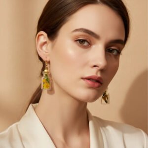 handcrafted mini glass bottle earrings by artist Shazia Merchant