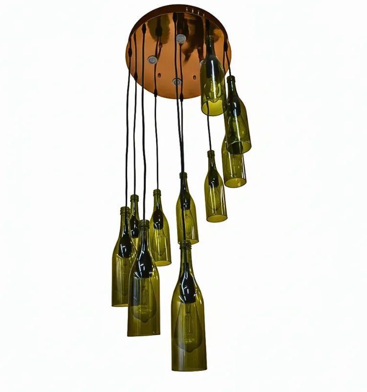 Recycled Glass Bottle Ceiling Lamp – Sustainable Lighting by Krystal Kraft