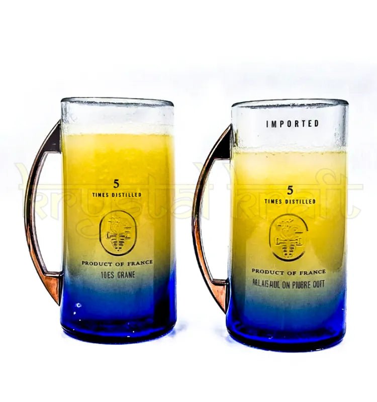 Elegant eco-friendly glass mugs made from authentic recycled Ciroc bottles, representing sustainable luxury and artistic craftsmanship.