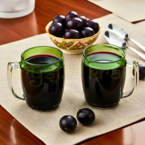 Handcrafted upcycled green glass bottle mug by Krystal Kraft designed for smoothies, juices, milkshakes, and artistic everyday drinkware use.