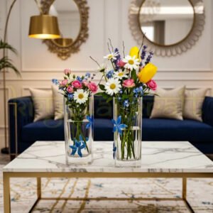 "Upcycled Johnnie Walker Gold Label Artistic Bottle Vase Set – Handmade Decorative Vases"