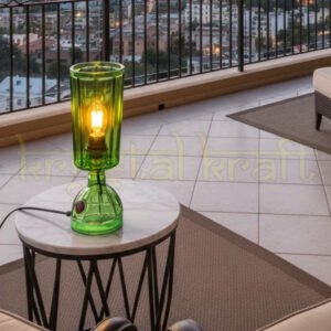 Handcrafted upcycled Tanqueray glass bottle table lamp decorative lighting.