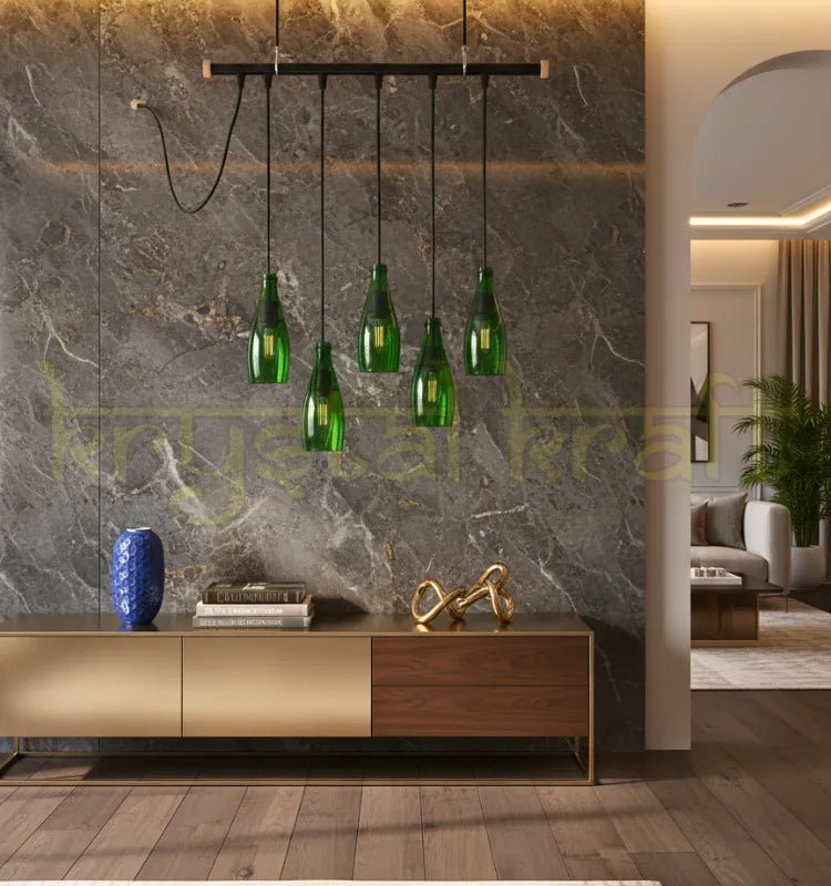 Upcycled Wine Bottle Pendant Light for Home and Restaurant Interiors