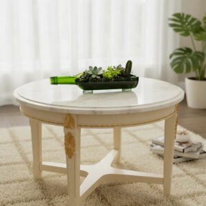Eco-friendly Sula Wine Bottle Table Top Planter by Krystal Kraft – handcrafted from an upcycled glass wine bottle with smooth edges and drainage hole, perfect for indoor home décor, office desks, or gifting occasions like housewarming and Diwali